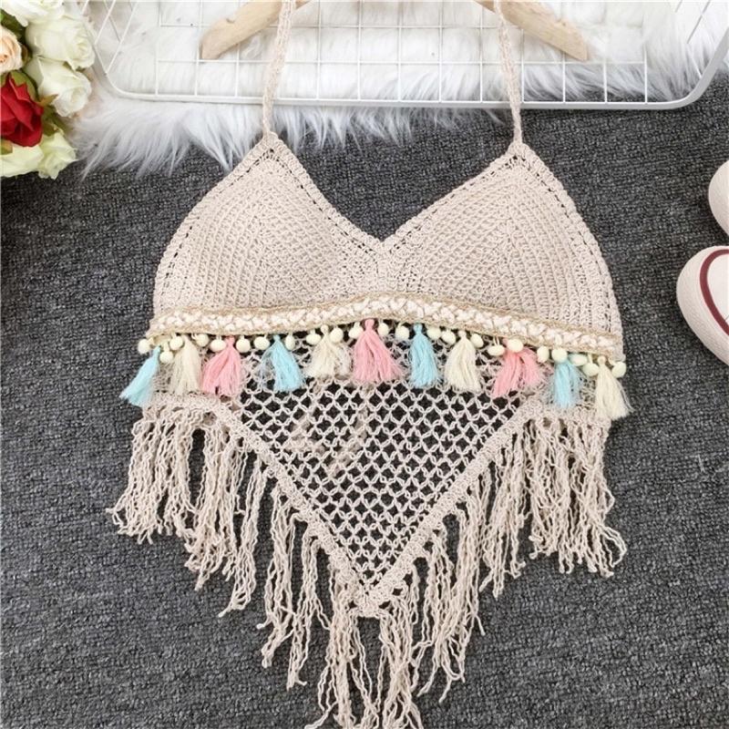 Áo bra len móc bikini đi biển đồ bơi mùa hè 2023