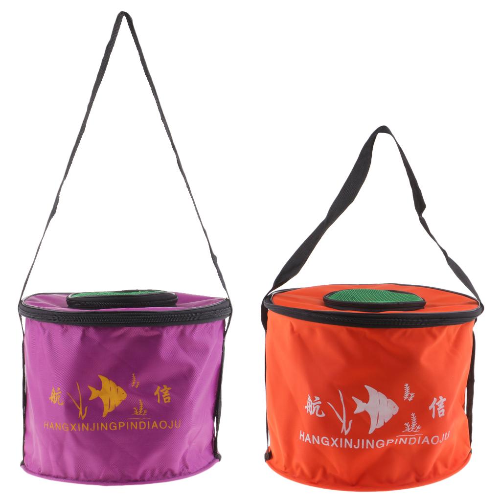 Collapsible Folding Fishing Bucket Outdoor Camping Fish Water Bucket Round S