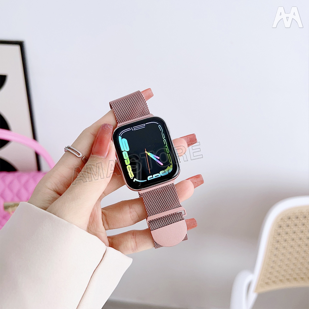 Dây Đeo Inox Khóa Nam Châm dành cho Đồng Hồ Thông Minh AMA TK, S16 và các Các mẫu Đồng hồ có kích thước dây 42/44/45/49mm Hàng chính hãng