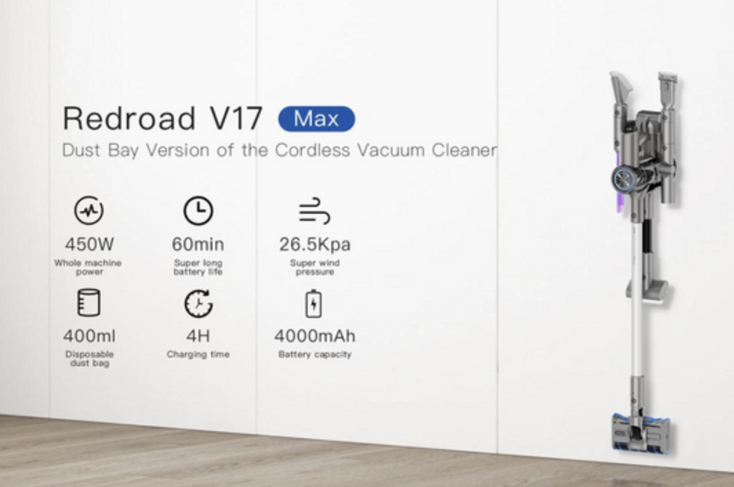 Máy Hút Bụi Không Dây Xiaomi Redroad X17 - Lực Hút Cực Mạnh 25.000 Pa Công Suất 350 W - Hàng Chính Hãng