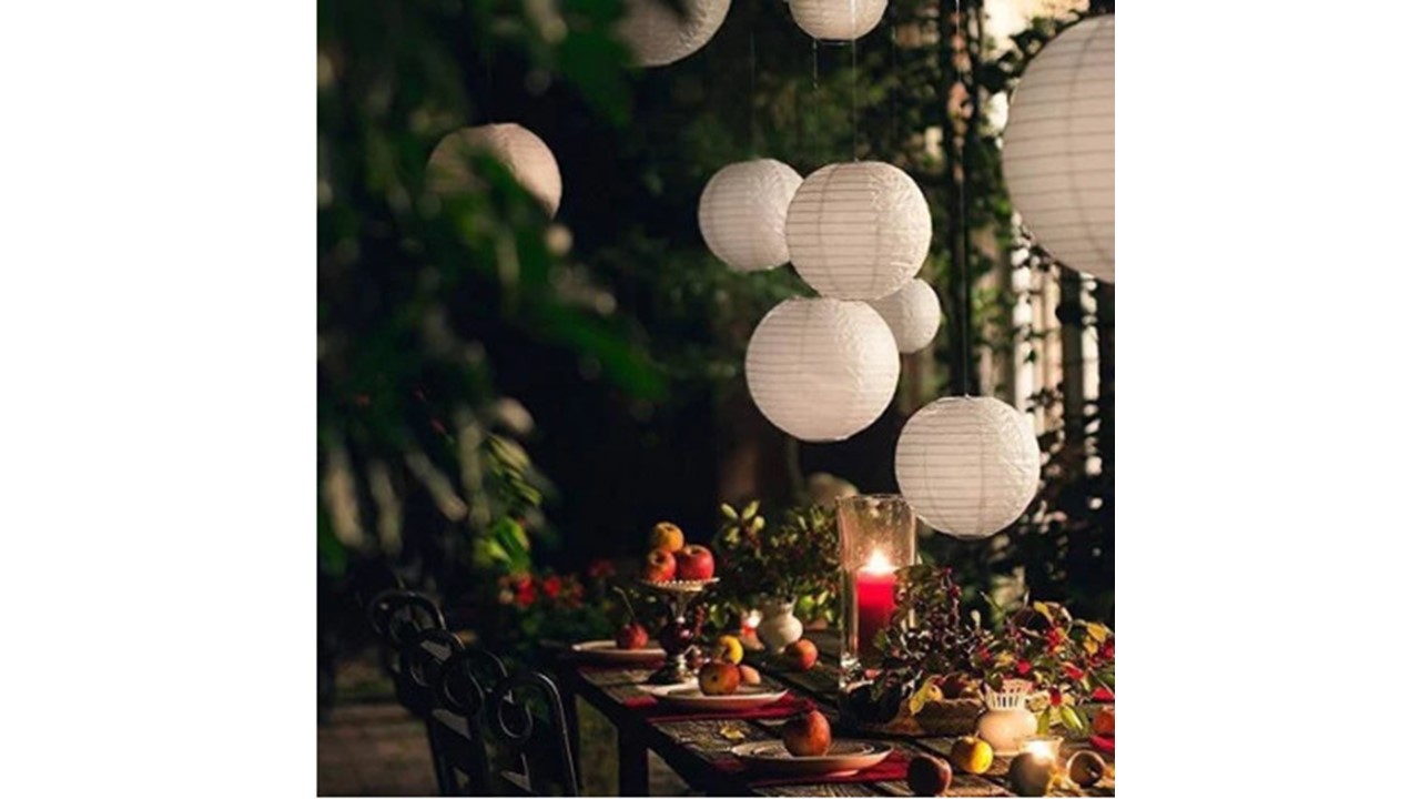 Bộ đèn lồng trang trí trung thu màu trắng tthu13