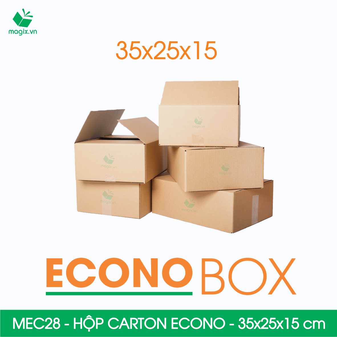 MEC28 - 35x25x15 cm - Combo 60 thùng hộp carton trơn siêu tiết kiệm ECONO