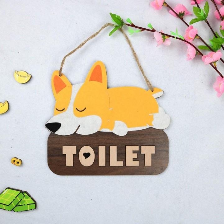 Bảng gỗ treo cửa, bảng gỗ decor hình WC trang trí nhà cửa