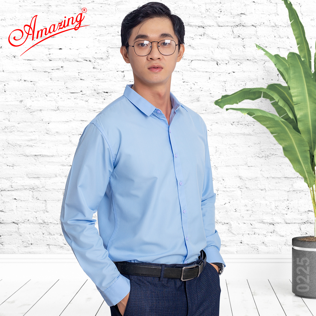 Áo sơ mi trơn tay dài Amazing, form slimfit Hàn Quốc, màu sắc đa dạng, trẻ trung, vải bamboo mềm mượt, thoáng mát