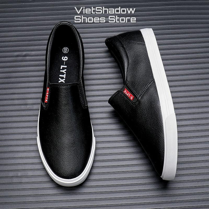 Giày lười slip on nam - Chất liệu da PU, đế cao su 2 màu đen, trắng - Mã SP GL902