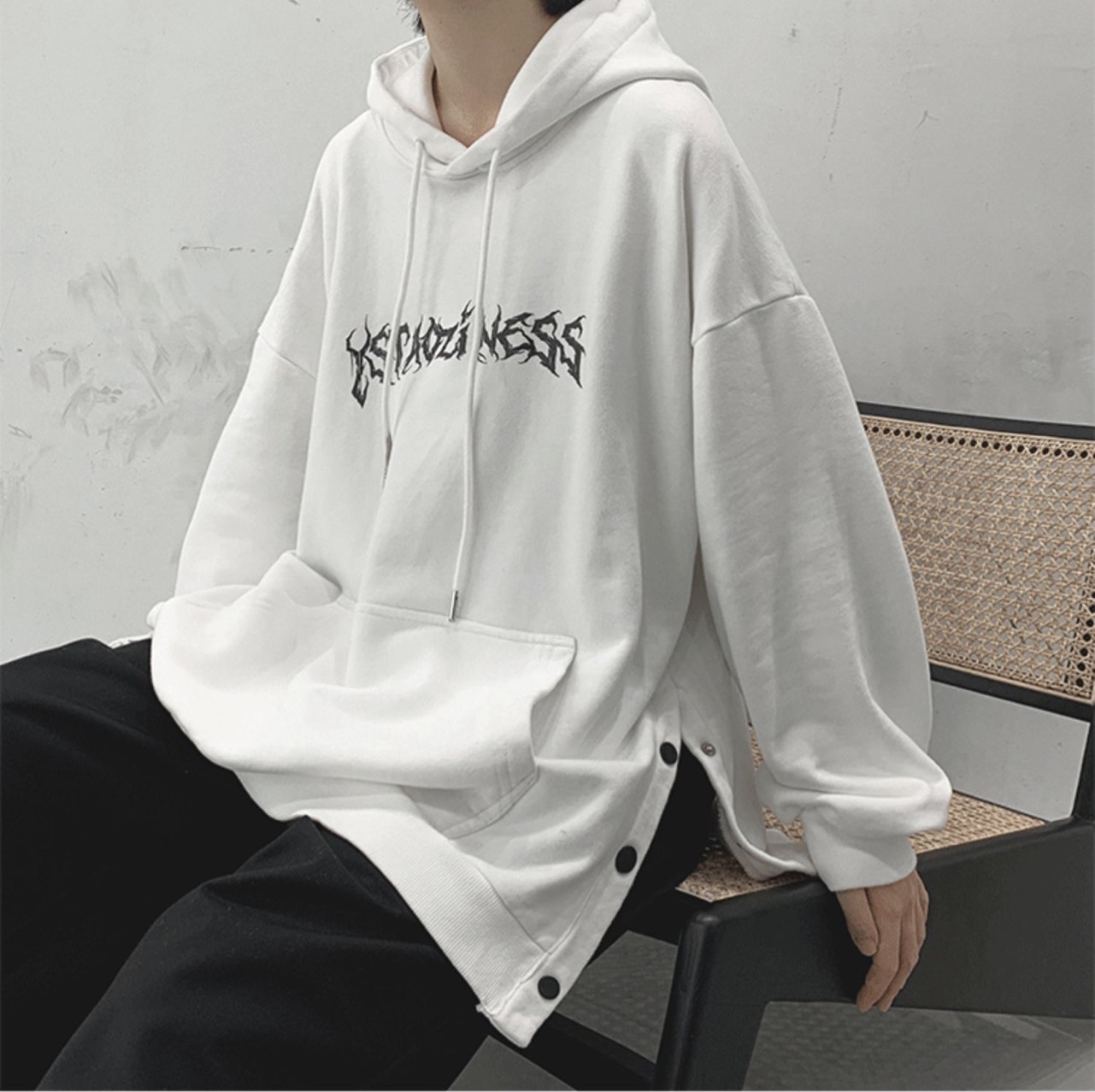 Áo Hoodie In Họa Tiết phối nút bấm , áo khoác nỉ form rộng , chất nỉ bông cao cấp dày dặn chuẩn from unisex