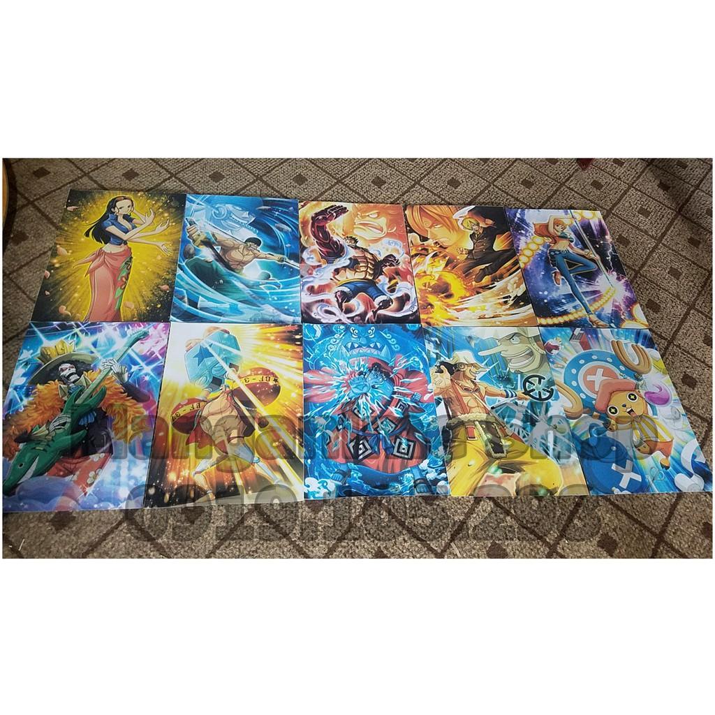 Bộ 10 tấm tranh poster áp phích băng Mũ rơm Onepiece loại dày