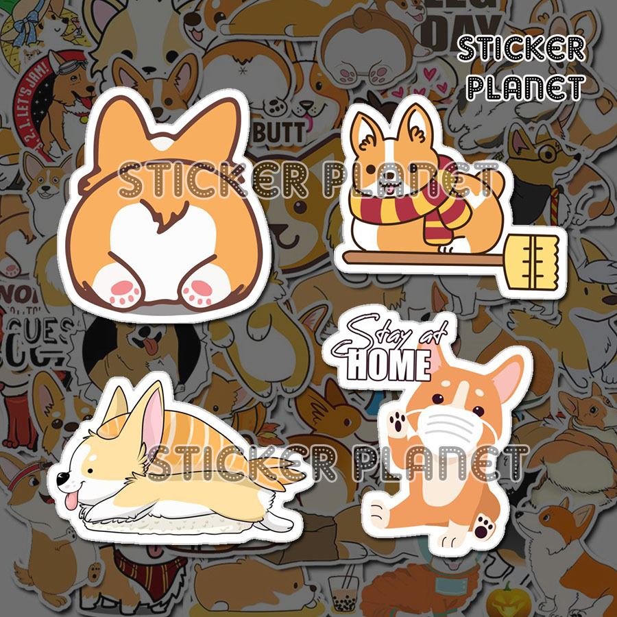 Sticker Corgi decal dán laptop , điện thoại hình dán trang trí