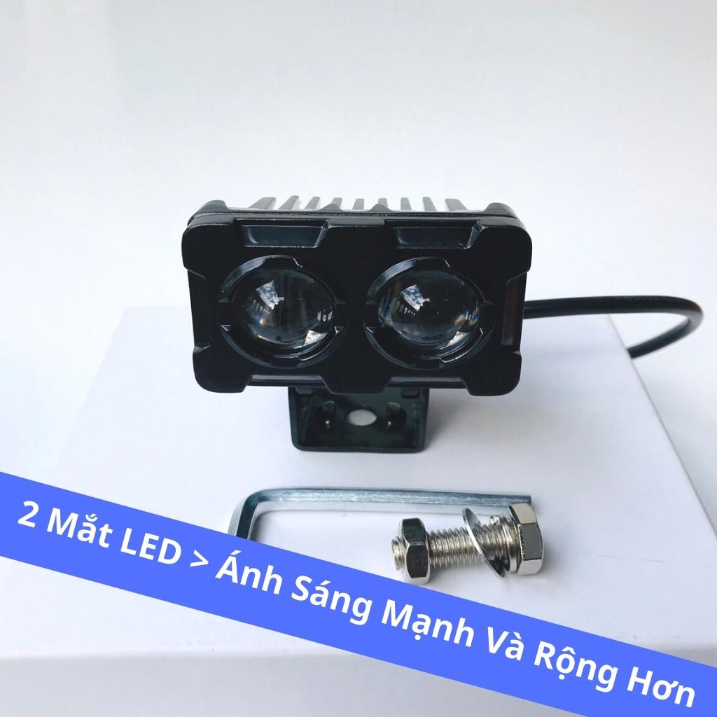 Đèn X25 Pro trợ sáng xe máy ô tô 45W 2 mắt led siêu sáng cốt vàng pha trắng cho khách víp, phụ kiện xe máy