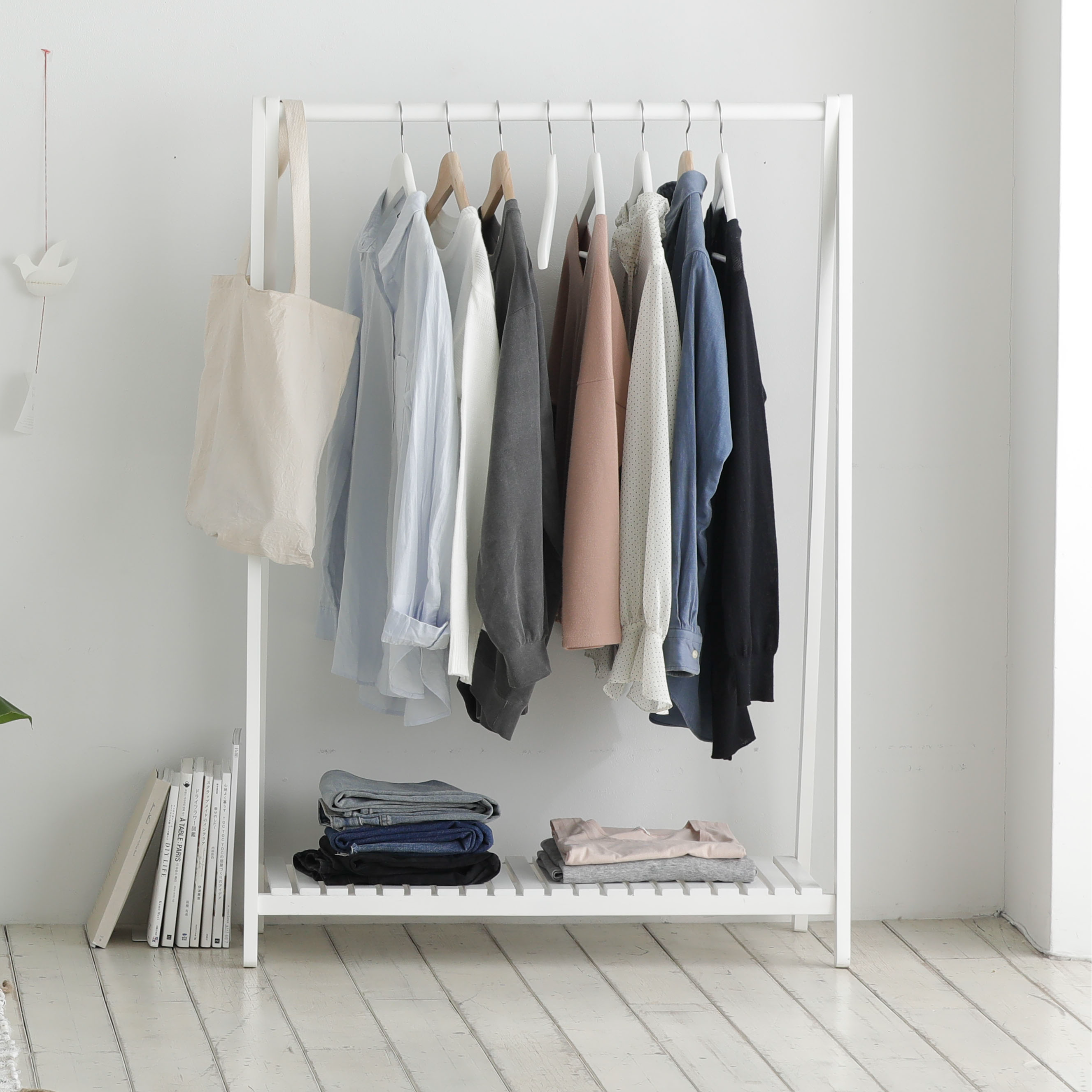 Giá Treo Quần Áo Hàn Quốc 1 Tầng Size M Màu Trắng - Ahanger1F Size M White - Trắng