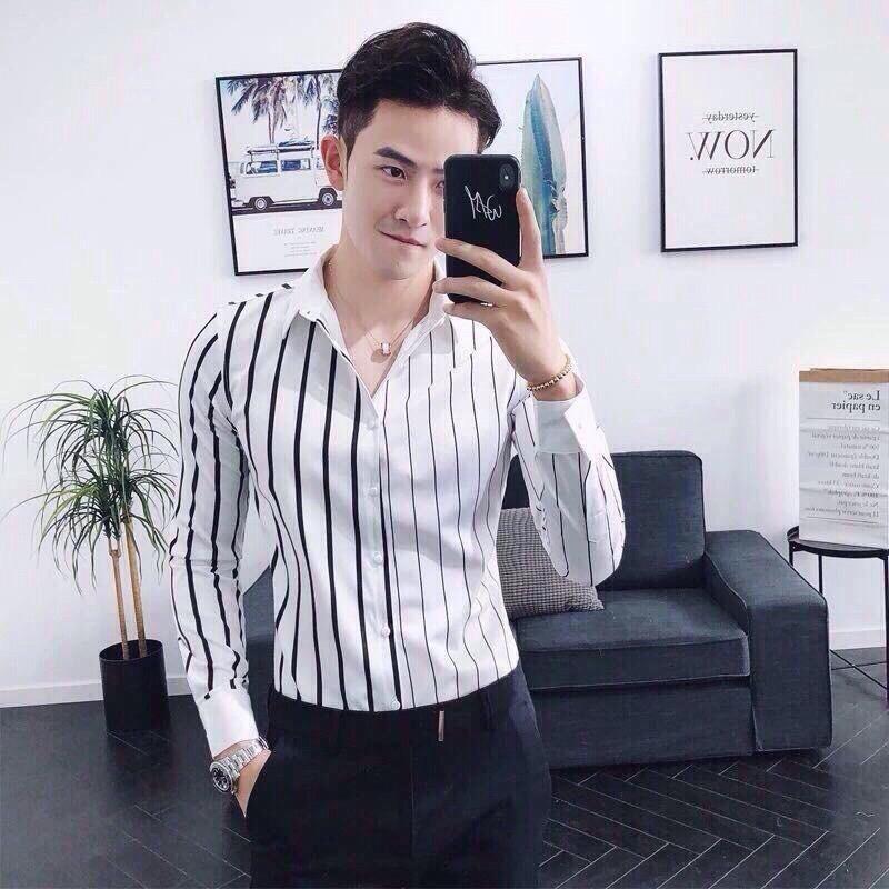 Áo sơ mi nam hàn quốc sọc caro siêu hot