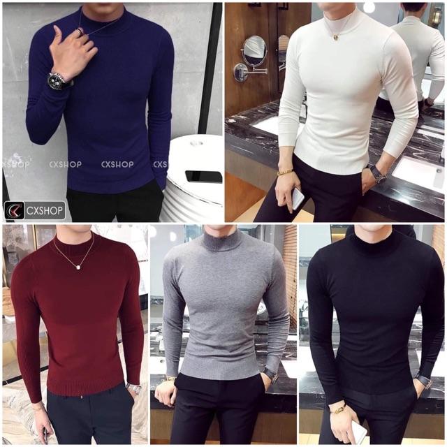 Áo len nam cổ 3 phân dài tay 5 màu