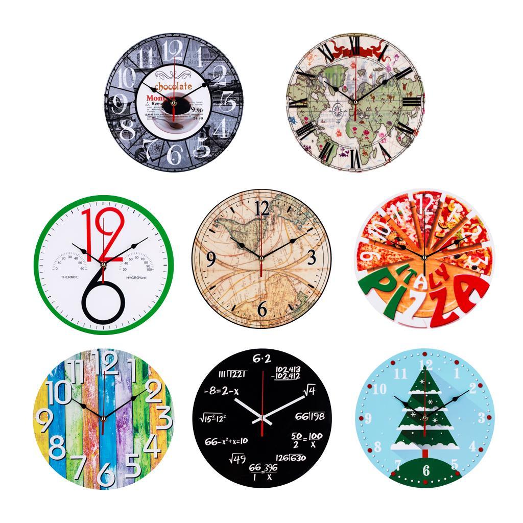 Vintage Style Round Wall Clock Retro Wall Decor for Living Room Bedroom