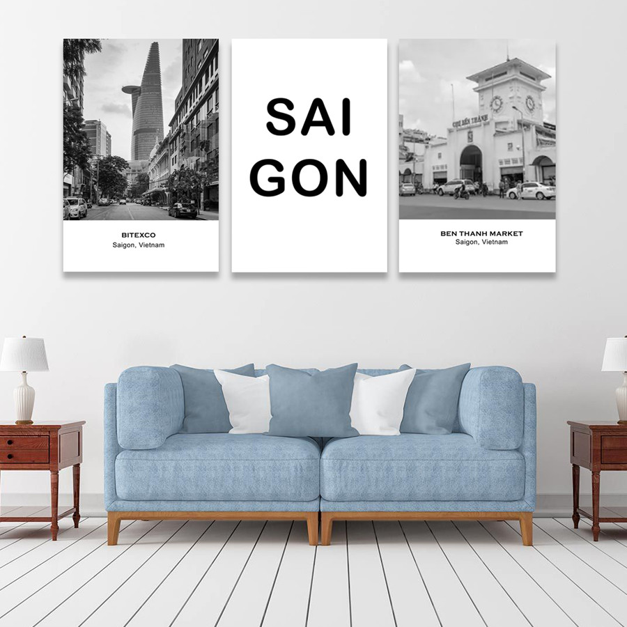 Set 3 tranh Canvas Sài Gòn 40x60 cm