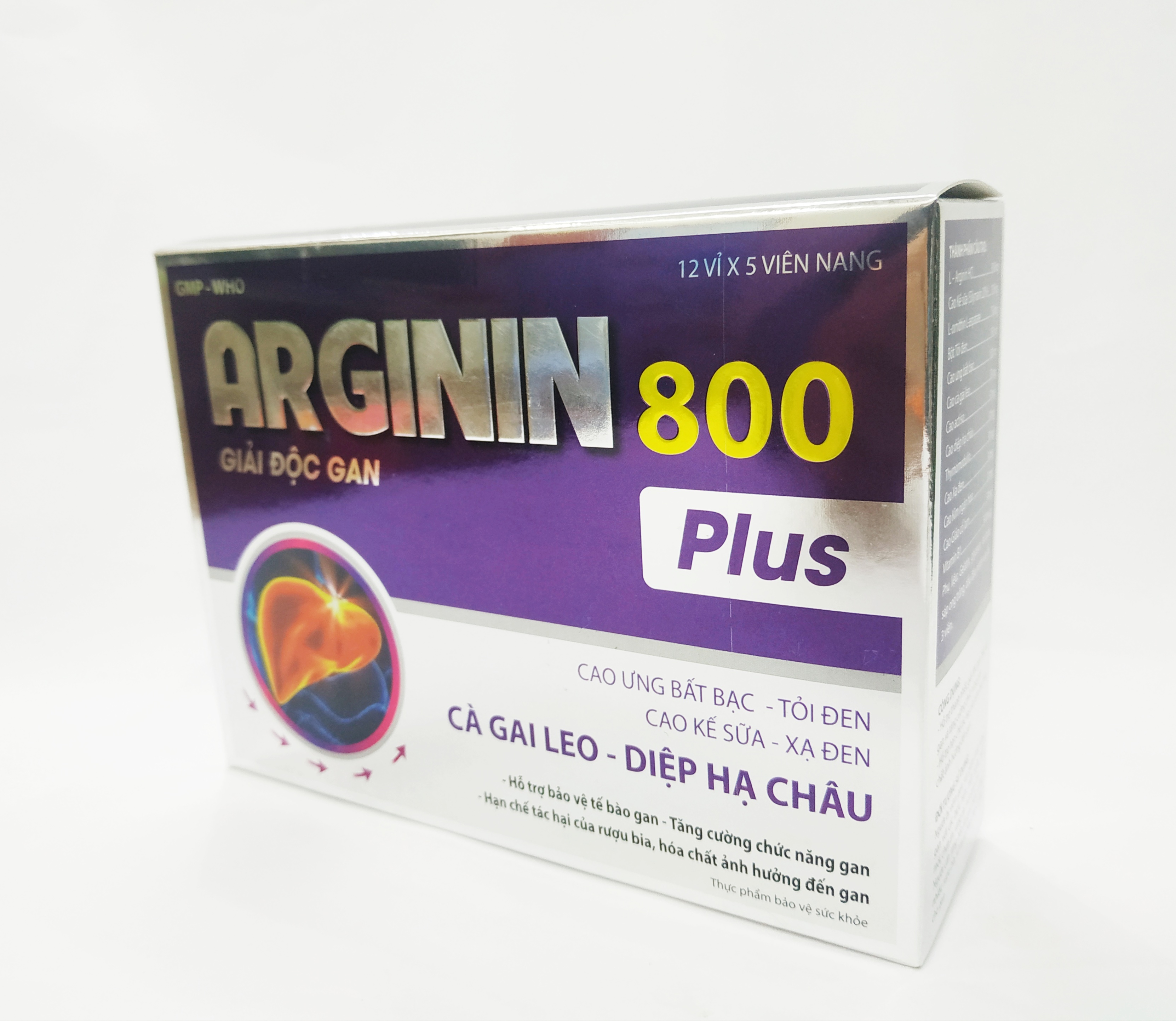 VIÊN UỐNG BỔ GAN ARGININ 800 PLUS – GIẢI ĐỘC GAN – BẢO VỆ TẾ BÀO GAN – TĂNG CƯỜNG CHỨC NĂNG GAN - ỨC CHẾ SỰ PHÁT TRIỂN CỦA VIRUT VIÊM GAN B, C – HỘP 60 VIÊN