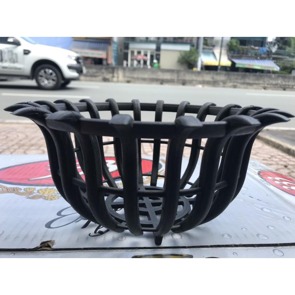 Combo 10 chậu giả gỗ hỏi 23cm và 10 túi lưới màu đen