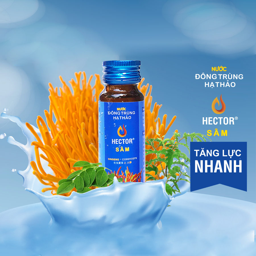 100 Chai Nước Uống Đông trùng hạ thảo Hector Sâm (100 chai x 50ml) giúp tăng cường sức bền, hệ miễn dịch cơ thể