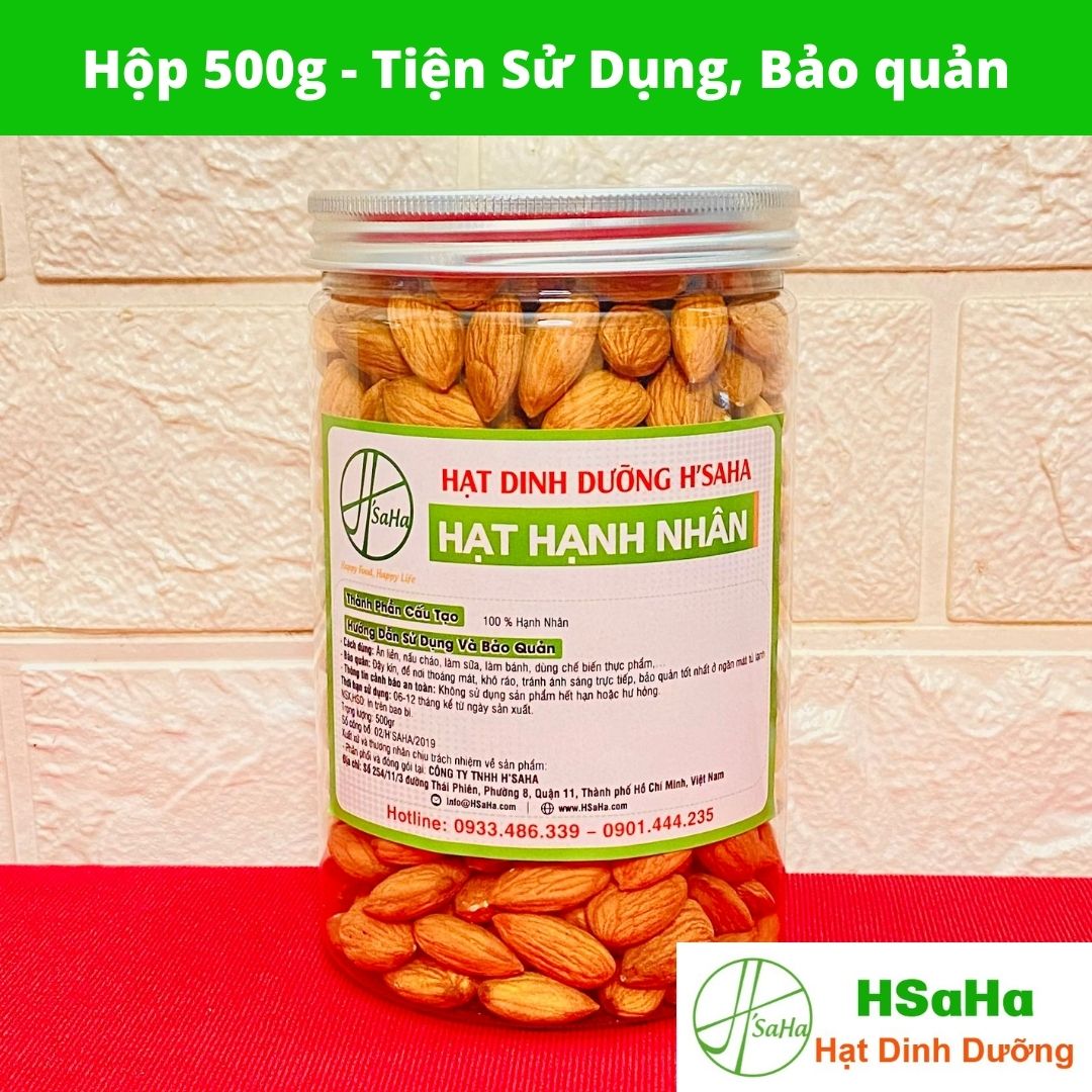 Hạt Hạnh Nhân Rang Mộc HSaHa - Hạnh Nhân Tách Vỏ Mỹ Sấy Chín Nguyên Vị Ăn Liền, Mới, Giòn, Thơm Ngon