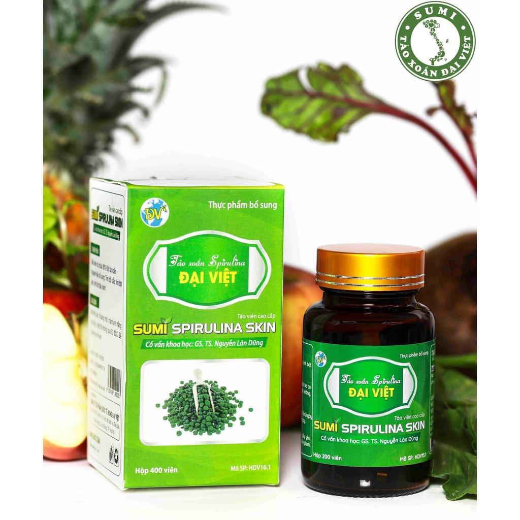 Tảo viên Sumi Spirulina Skin giúp ổn định đường huyết, giảm huyết áp - Hộp 200 viên