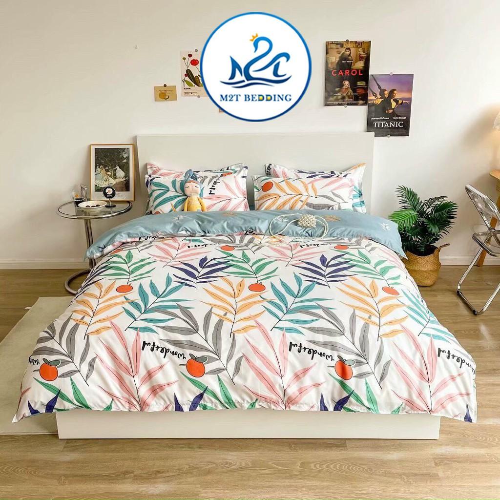 Bộ chăn ga gối Cotton Poly M2T bedding Cà chua dây, Vỏ chăn mền, drap giường và 2 vỏ gối