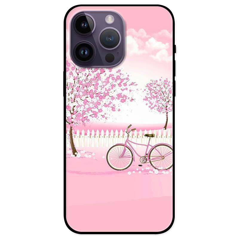 Ốp lưng dành cho Iphone 14 - Iphone 14 Plus - Iphone 14 Pro - Iphone 14 Pro Max - Xe Đạp Nền Hồng