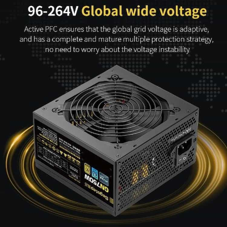 Nguồn SEGOTEP GN750W 80 PLUS GOLD PCIE 5.0 ATX 3.0 - Non Modular - Hàng chính hãng