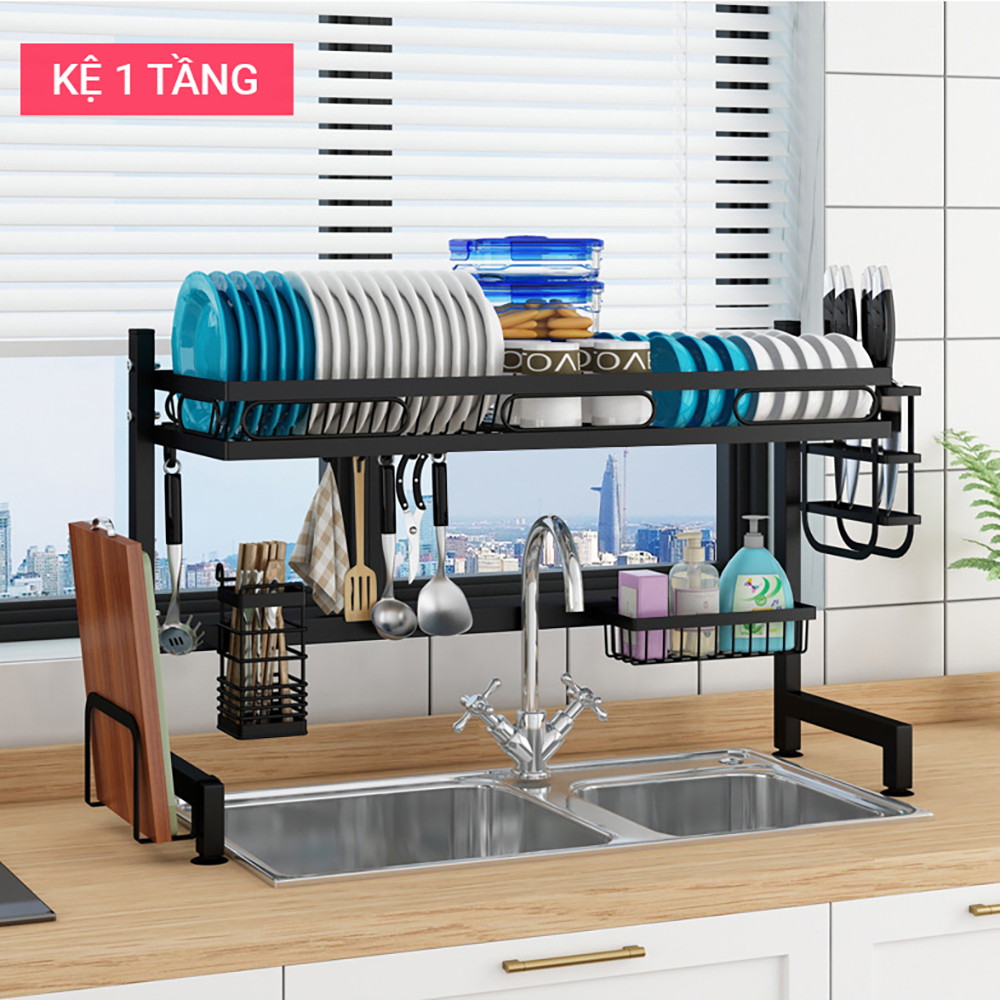 KỆ BÁT ĐA NĂNG BỒN RỬA [85cm 1 tầng] Kệ chén đĩa Có 5 PHỤ KIỆN