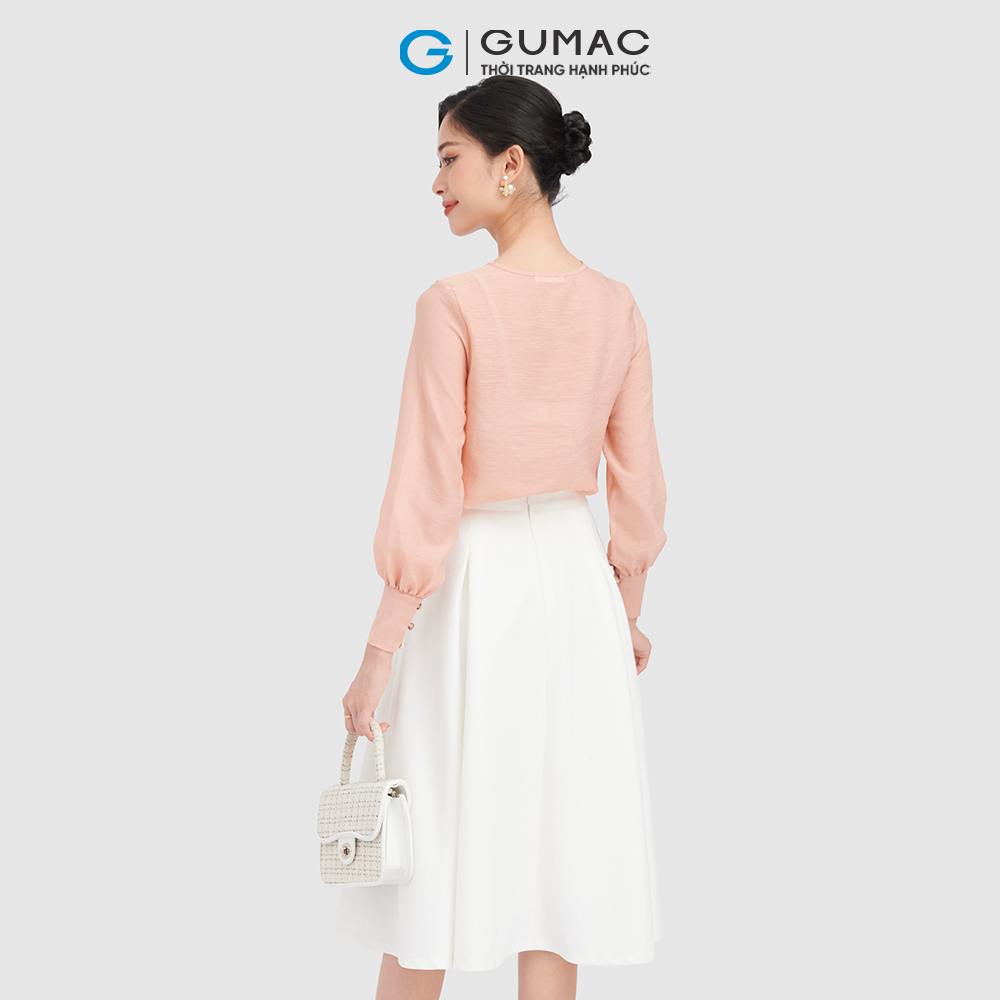 Áo kiểu nữ GUMAC AC10019 phom suông tay dài bèo kiểu nữ tính