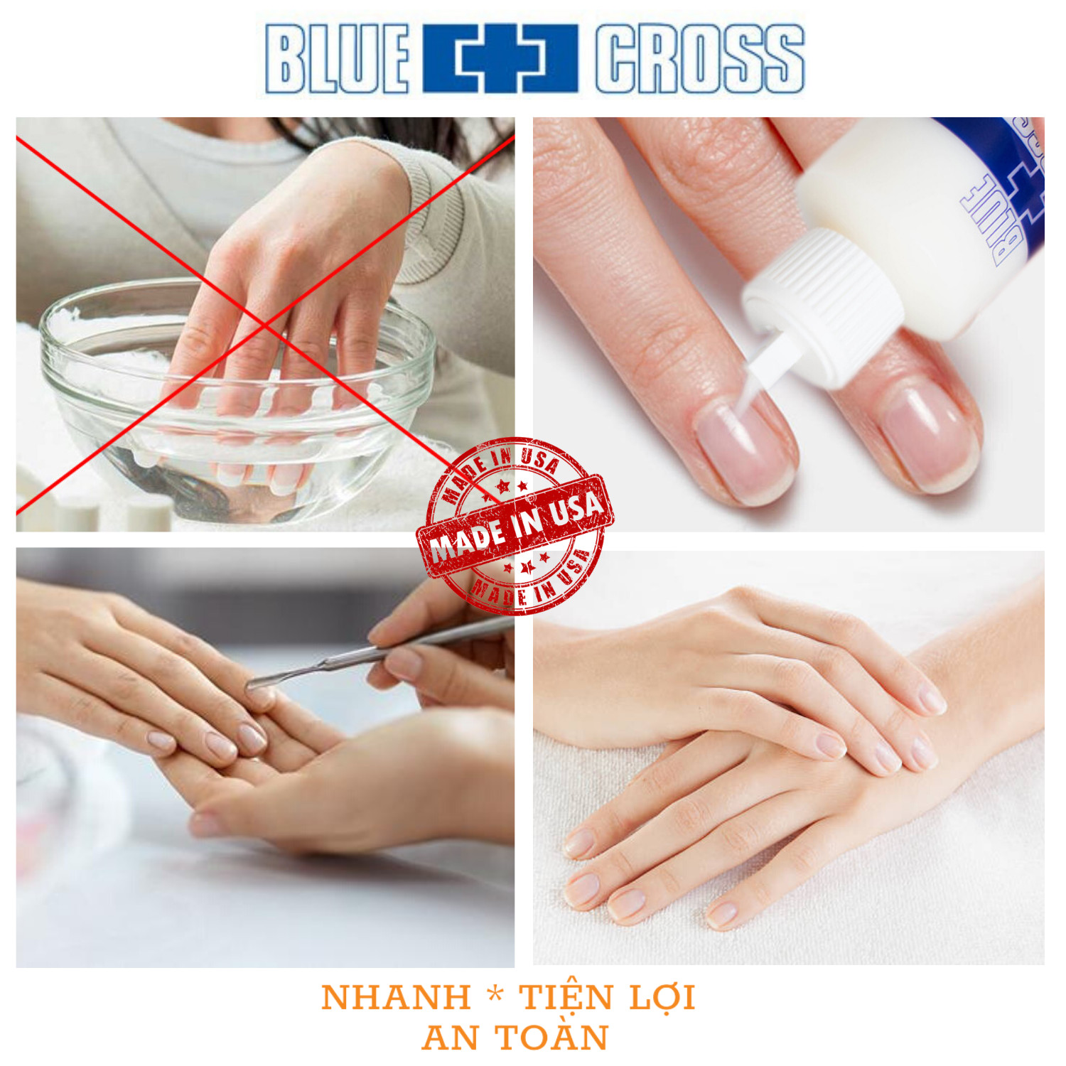 Combo 12 chai nước mềm da nail hiệu Blue Cross nhập khẩu từ Mỹ, không cần ngâm nước, dung tích 946ml/ chai