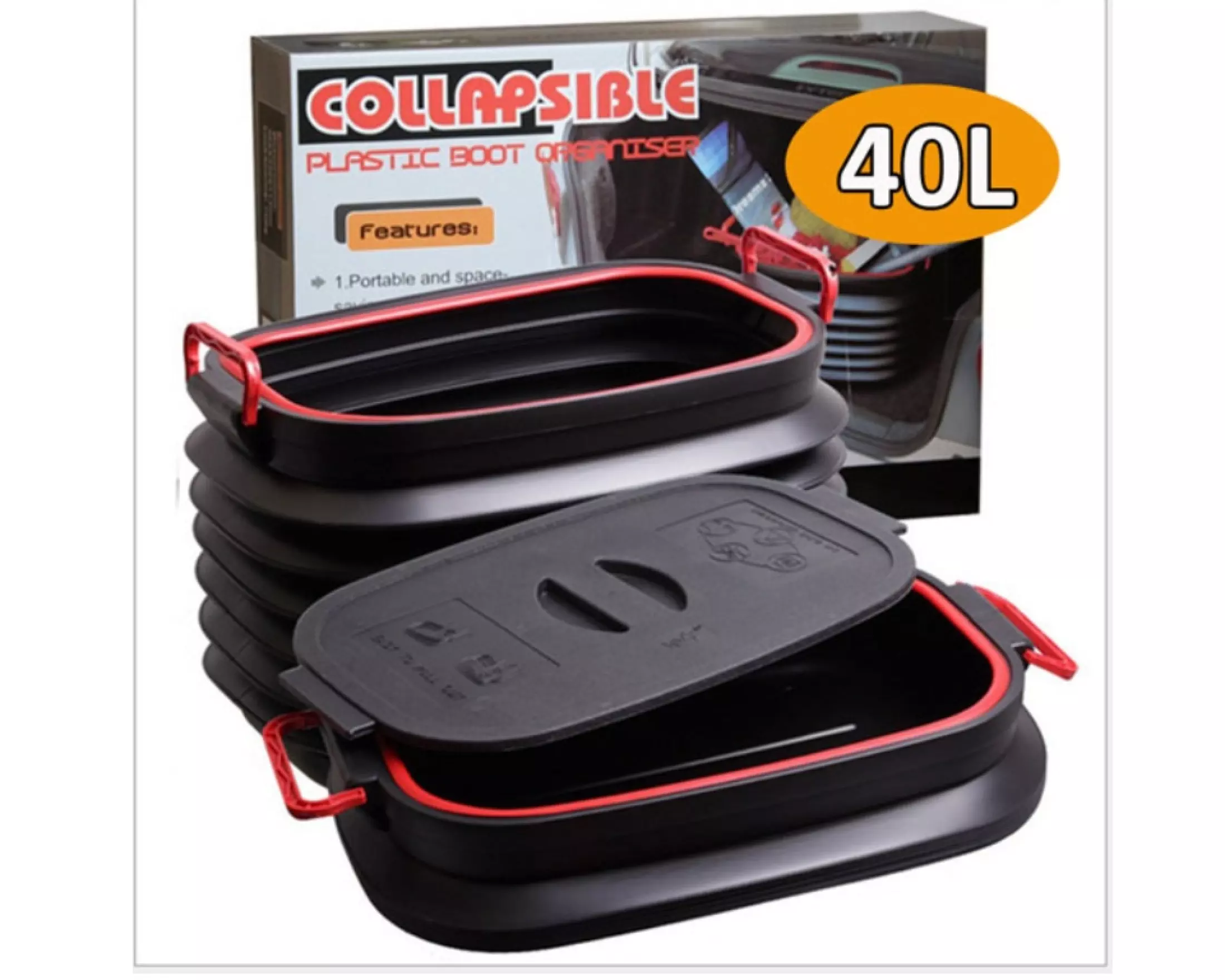 Thùng Đựng Đồ 40 Lít Co Giãn Lò Xo Cho Xe Ôtô, Có Thể Thay Đổi Chiều Cao Thùng, Giúp Chiếc Xe Của Bạn Trở Nên Ngăn Nắp, Gọn Gàng