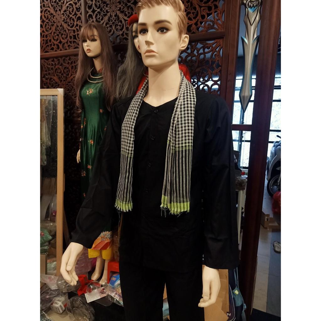 (Có Sẵn) Trang Phục Bà Ba Nam Vải Kate Cao Cấp Tặng Kèm Khăn Rằn, Trang Phục Chú Hóa Trang Chú Cuội Chị Hằng
