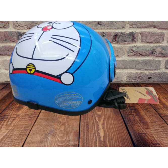 Mũ bảo hiểm 1/2 kính càng SRT Doraemon  xanh biển nhám