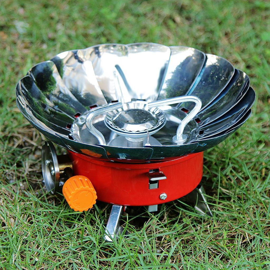 Portable Outdoor Stoves Camping Hiking Cooking Picnic BBQ Gas Burner Stove Stainless Steel Windproof