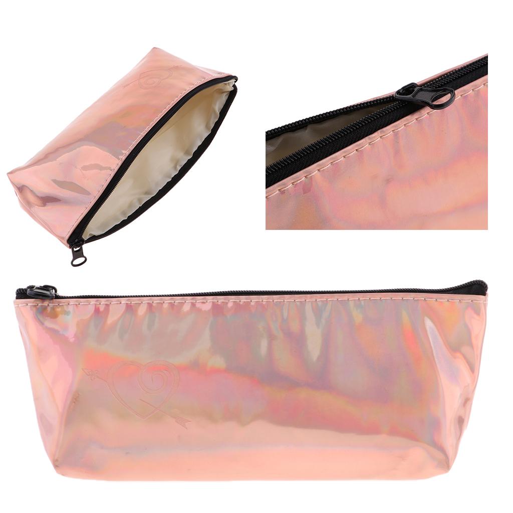 2xSoft Zipper Pouch Pencil Pen Case Holder Cosmetic Makeup Bag Purse Gold