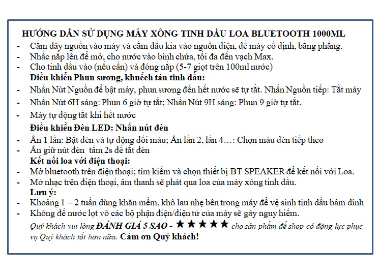 Máy Xông Tinh Dầu Có Loa Bluetooth Kết Nối Với Điện Thoại Nghe Nhạc Cực Hay, Máy Khuếch Tán Tinh Dầu Cho Phòng Lớn Thể Tích 1000ML, Có Remote Điều Khiển Từ Xa và Đèn LED Biến Đổi Màu Cực Đẹp