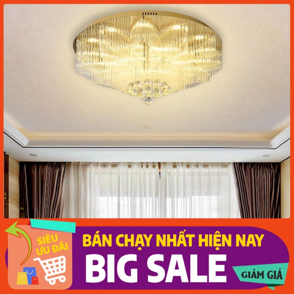 Đèn led ốp trần trang trí phòng khách phòng ngủ hình tròn có 3 CD sáng  - Đèn Mâm Pha Lê Kim Hoa 81049