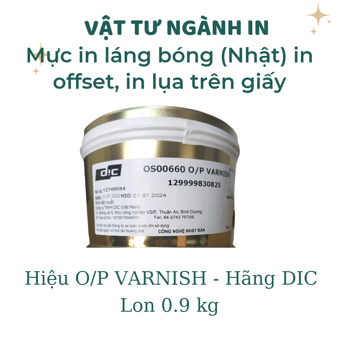 Mực in láng bóng (Nhật) in offset, in lụa trên giấy hiệu O/P Varnish của hãng mực DIC