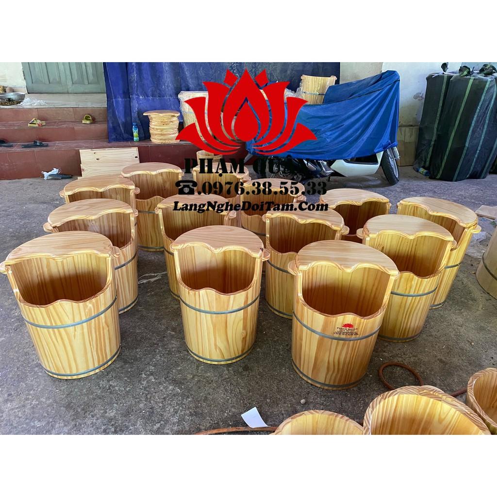 Thùng gỗ xông chân kèm máy 2lit gỗ thông hàng chọn lọc, thùng gỗ ngâm chân, tặng kèm thảo dược xông chân