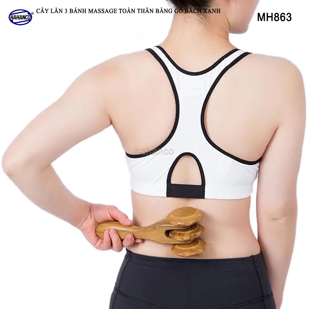 Cây lăn massage toàn thân 3 bánh gai đa năng bằng gỗ Bách Xanh Xua tan nỗi lo đau nhức tạo cảm giác thoải mái - Chăm sóc sức khỏe