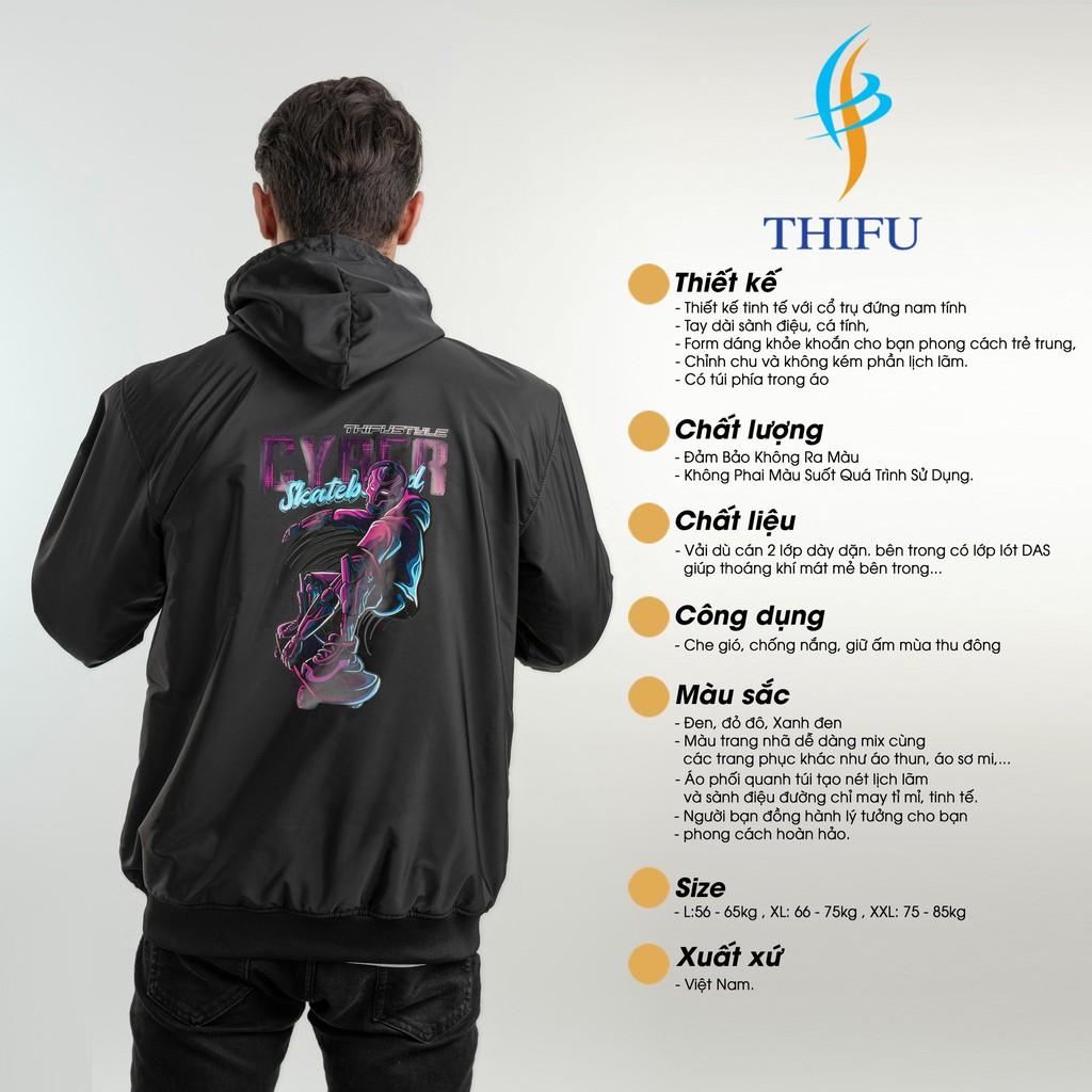 Áo Khoác Dù 2 Lớp Lót Das Cao Cấp THIFU FASHION In Họa Tiết Hoạt Hình CYBER Thoáng Mát, Chống Nắng, Tránh Mưa