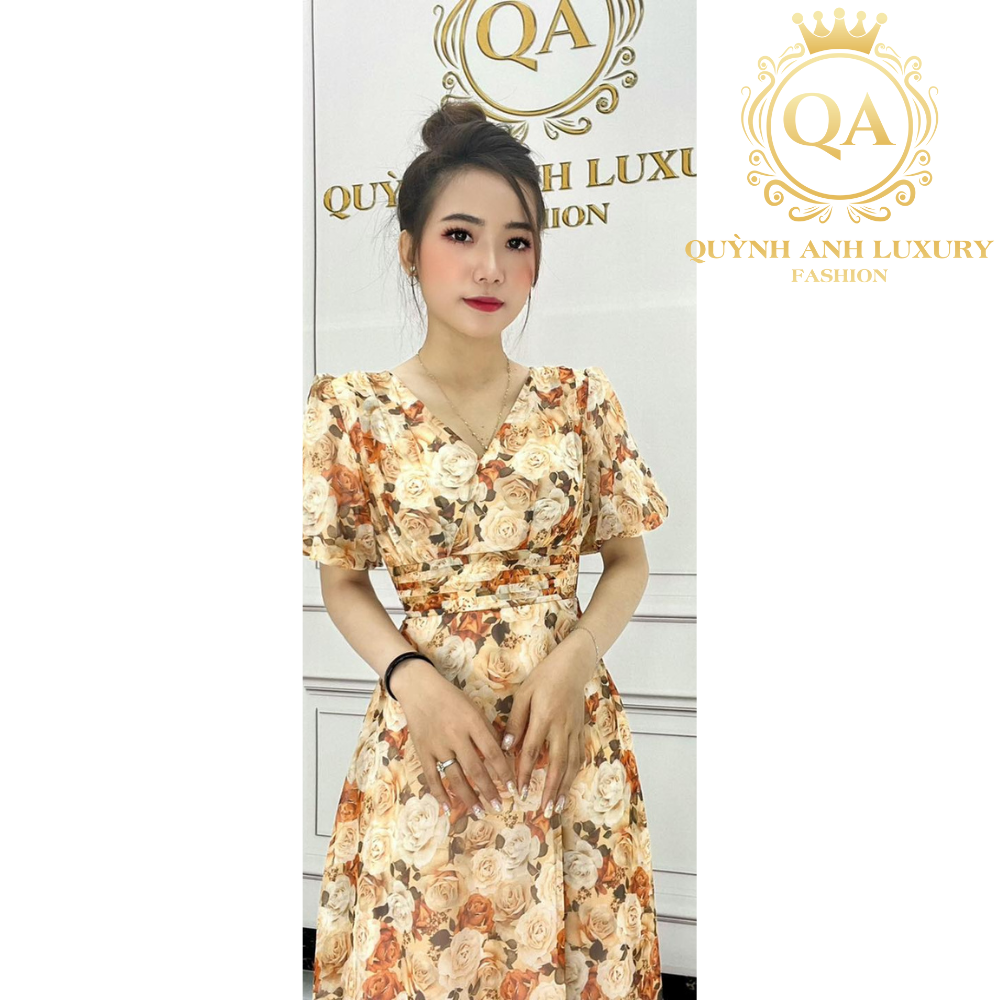 Đầm maxi đi biển cổ chữ V