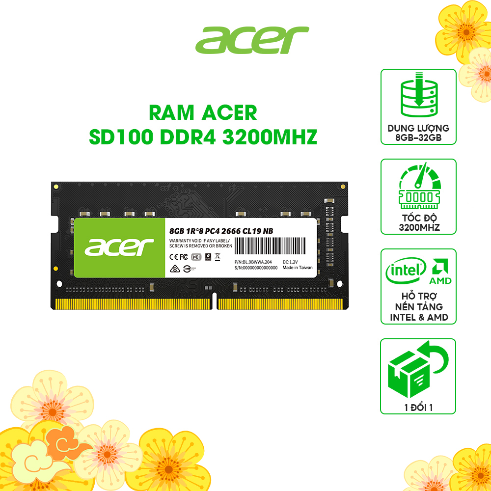 Bộ nhớ RAM Laptop Acer SD100 DRAM Laptop PC4 DDR4 SO-DIMM - Hàng chính hãng