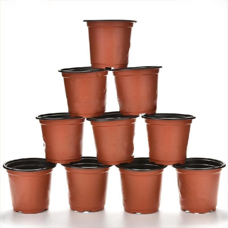 Set 5 chậu, set 10 chậu nhựa trồng cây hai màu, chậu nhựa mỏng màu nâu dùng trồng cây con, ươm hạt, ươm cây
