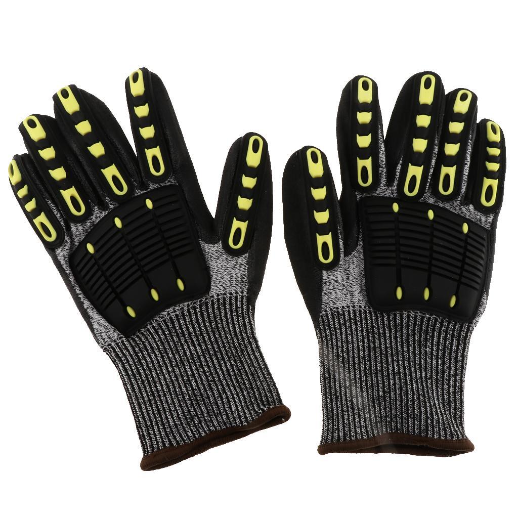 2 Pairs Cut Resistant Work Gloves Dissipates Impact Force and PU Coating Increases Slip Resistance