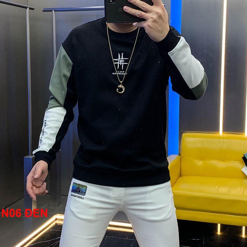 Áo SWEATER - Nỉ Thu Đông dài tay nam N06 Đen chất da cá dày đẹp màu Trắng