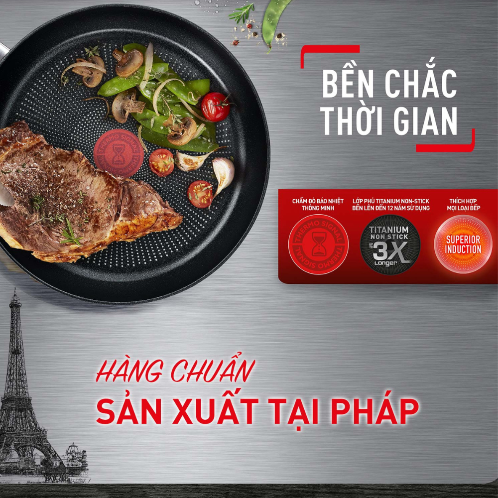 Chảo chiên chống dính đáy từ Tefal Ultimate 24cm, dùng cho mọi loại bếp - Sản xuất tại Pháp - Hàng chính hãng