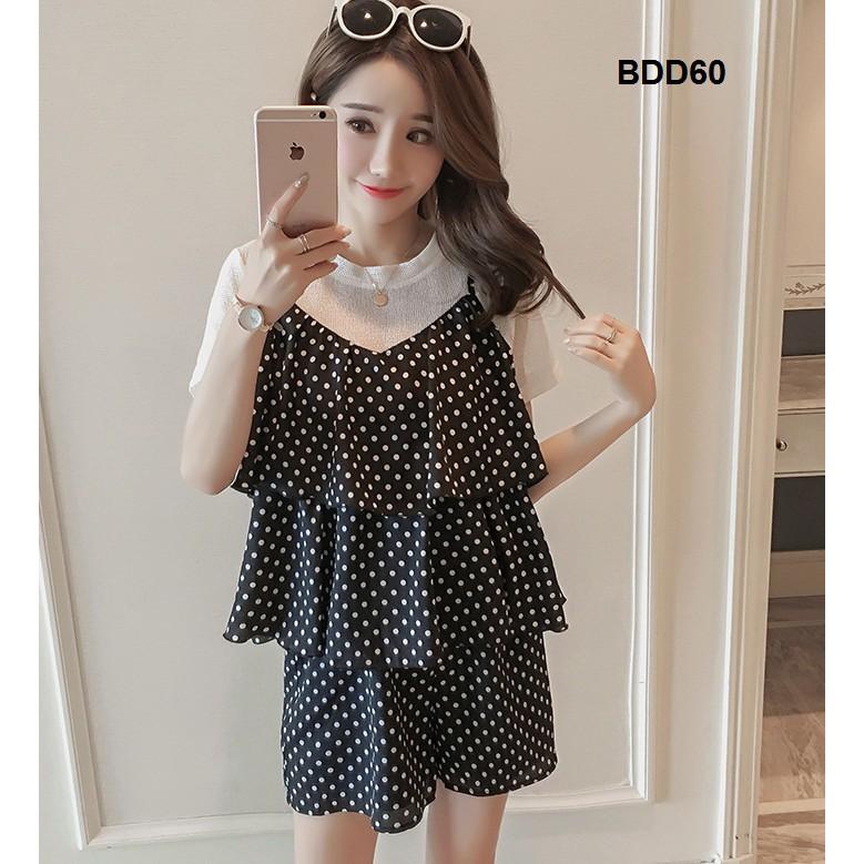 BỘ ĐỒ BẦU CHÂM BI ĐI CHƠI SANG CHẢNH BDD60