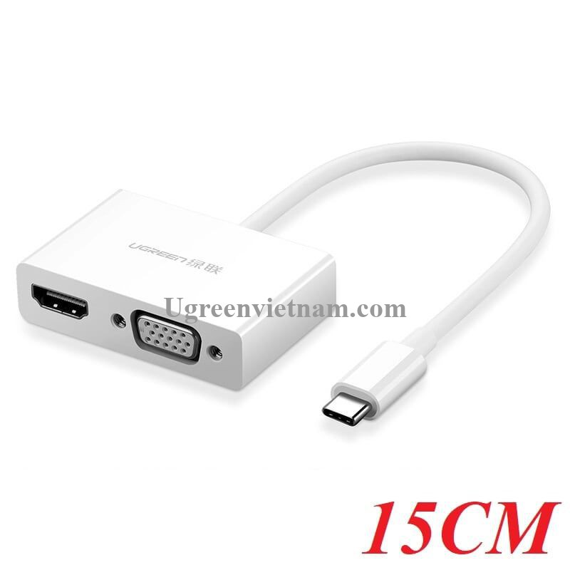 Cáp Chuyển Đổi Ugreen USB Type-C Sang VGA HDMI 30843 (15cm) - Hàng Chính Hãng