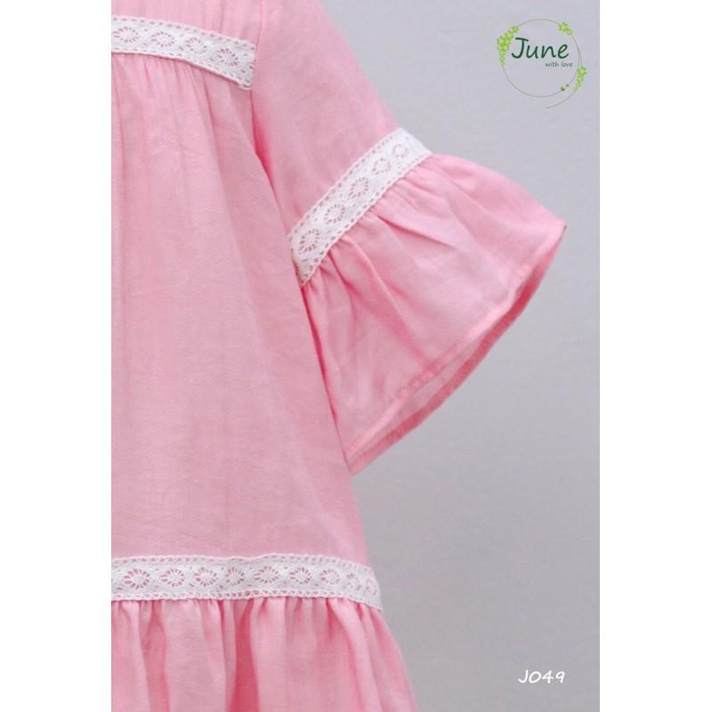 Váy Đũi Hồng Tay Bèo Bé Gái Size 2y-6y
