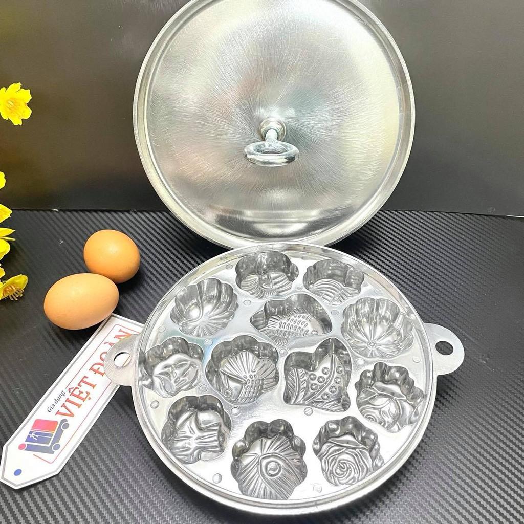 Khuôn Bánh Bông Lan, Bánh Thuẩn - Gang dày cao cấp loại 12 bánh- Khuôn Loại 1, Đặc Biệt Nặng 1800g